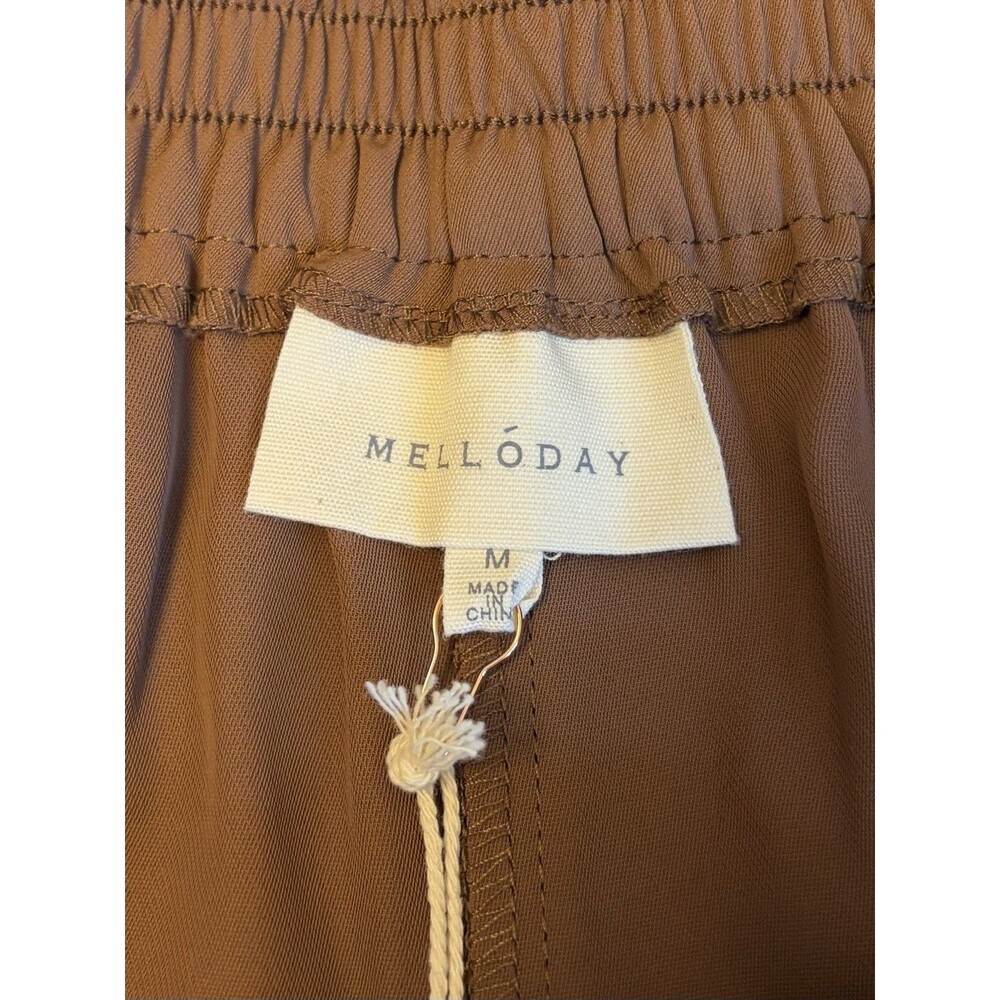 MELLODAY Brown High Rise Front Pleat Shorts Medium 7.5" Inseam Dressy Flowy NEW - Picture 2 of 11